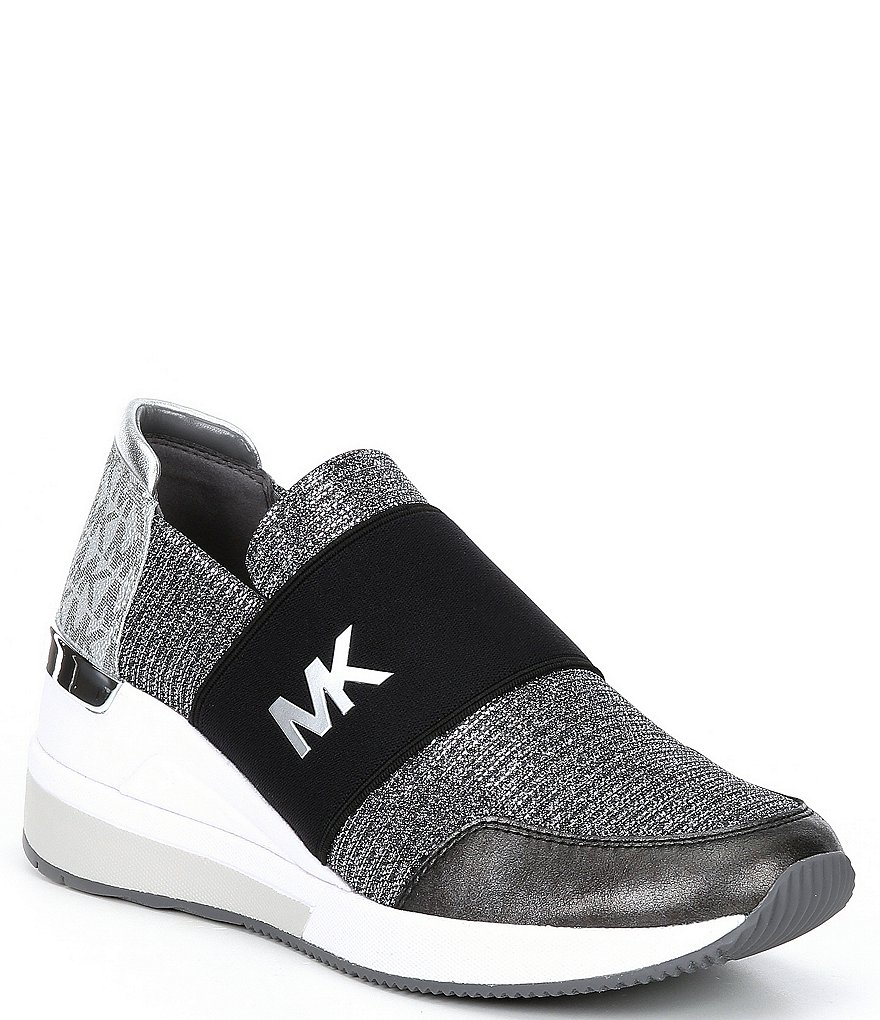 MICHAEL Michael Kors Felix Slip-On Glitter Wedge Trainers