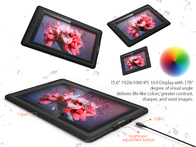 XP-Pen Artist15.6 15.6 Inch IPS Drawing Monitor Pen Display Graphics Digital Monitor with Battery-free Passive Stylus (8192 levels pressure)