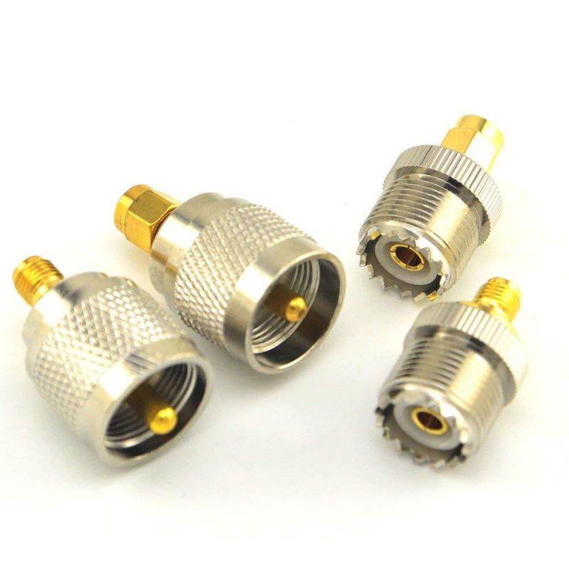 SMA-UHF RF Connectors Kit SMA to UHF PL259 SO239 4 Type Set SMA Jack/Plug to UHF Nickel Gold Plated Test Converter Pack of 4