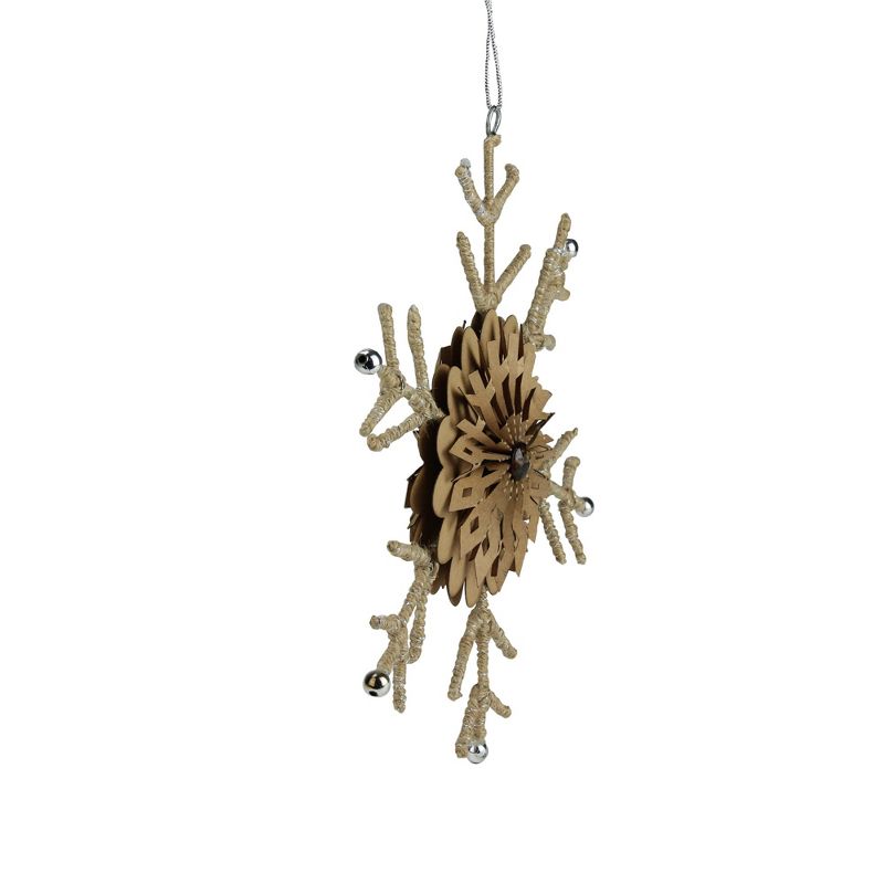 Ganz 10" Brown and Silver Rustic Snowflake Christmas Ornament