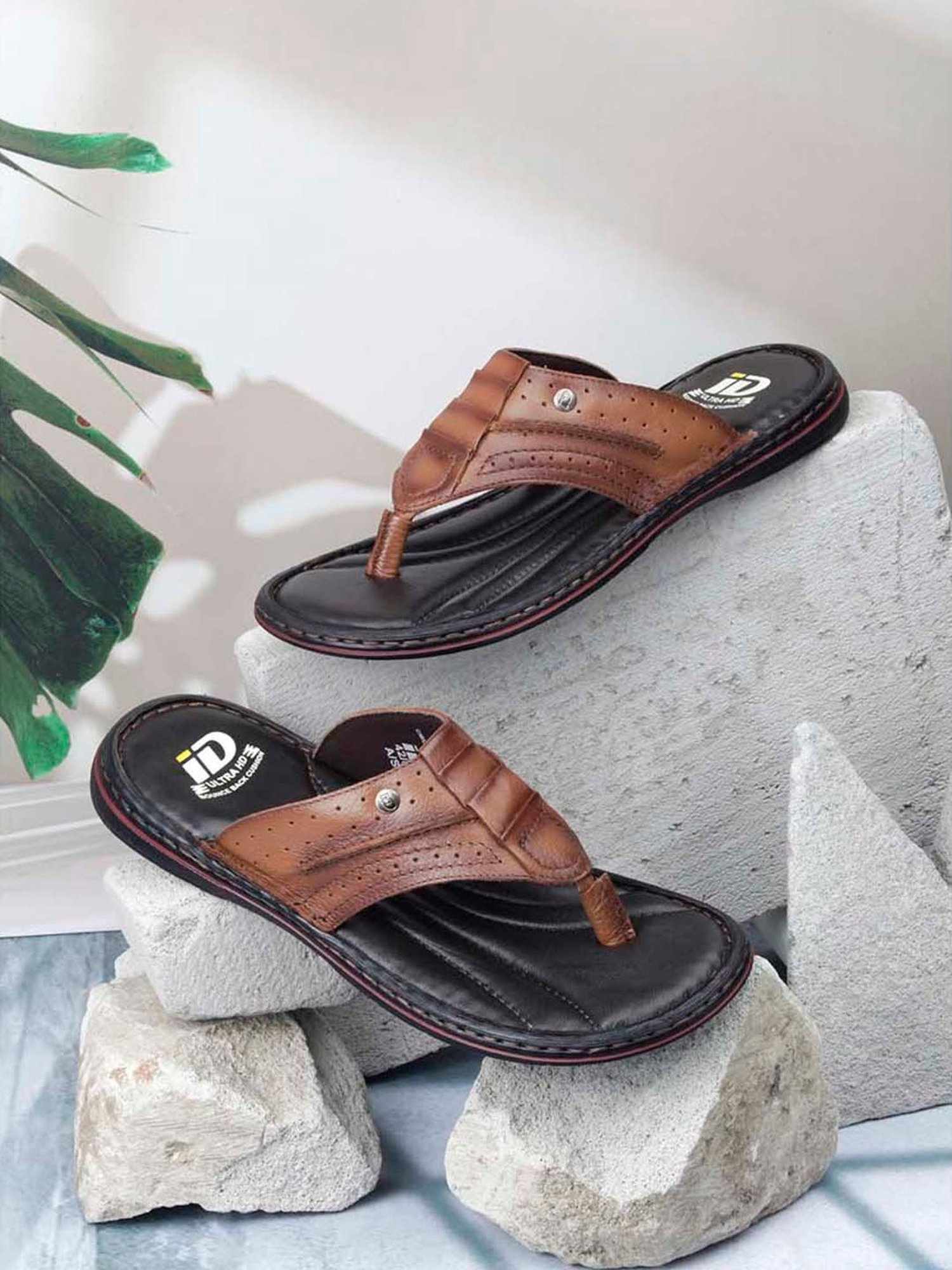 ID Men's Tan Thong Sandals