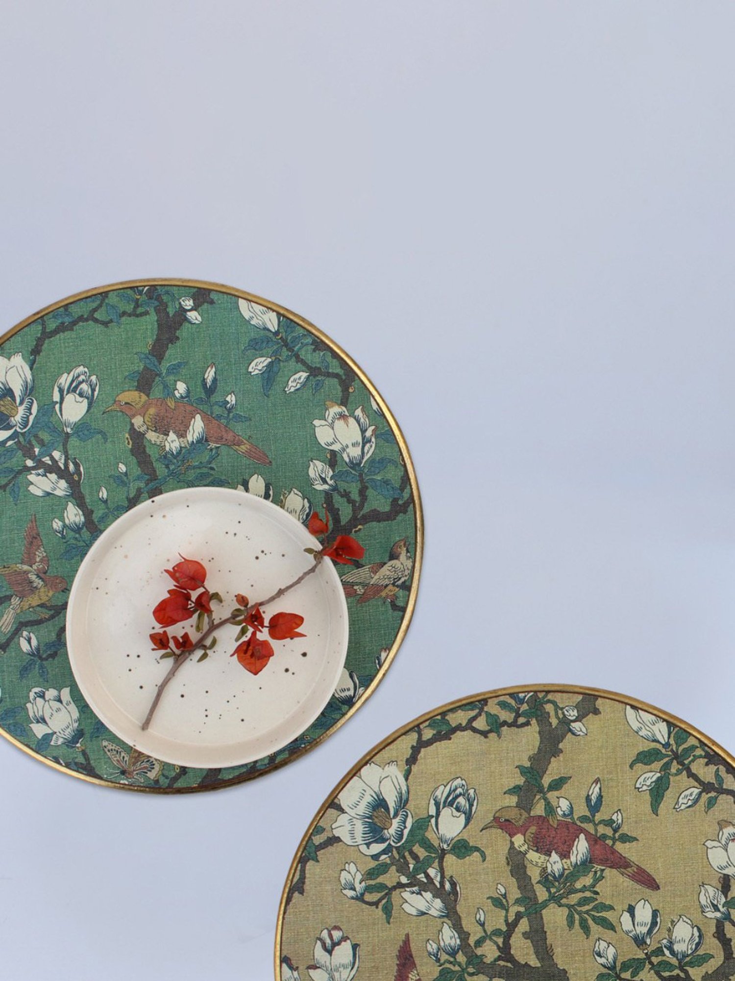 Karo Elira Printed Multicolor Wood Round Tray