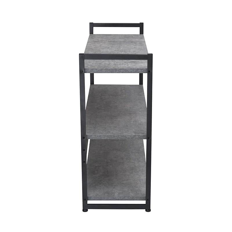 3 Tier Storage Shelf with Minimalist Metal Frame | 40.5" W x 32.5" H x 13.75" D | Slate Faux Concrete, Grey