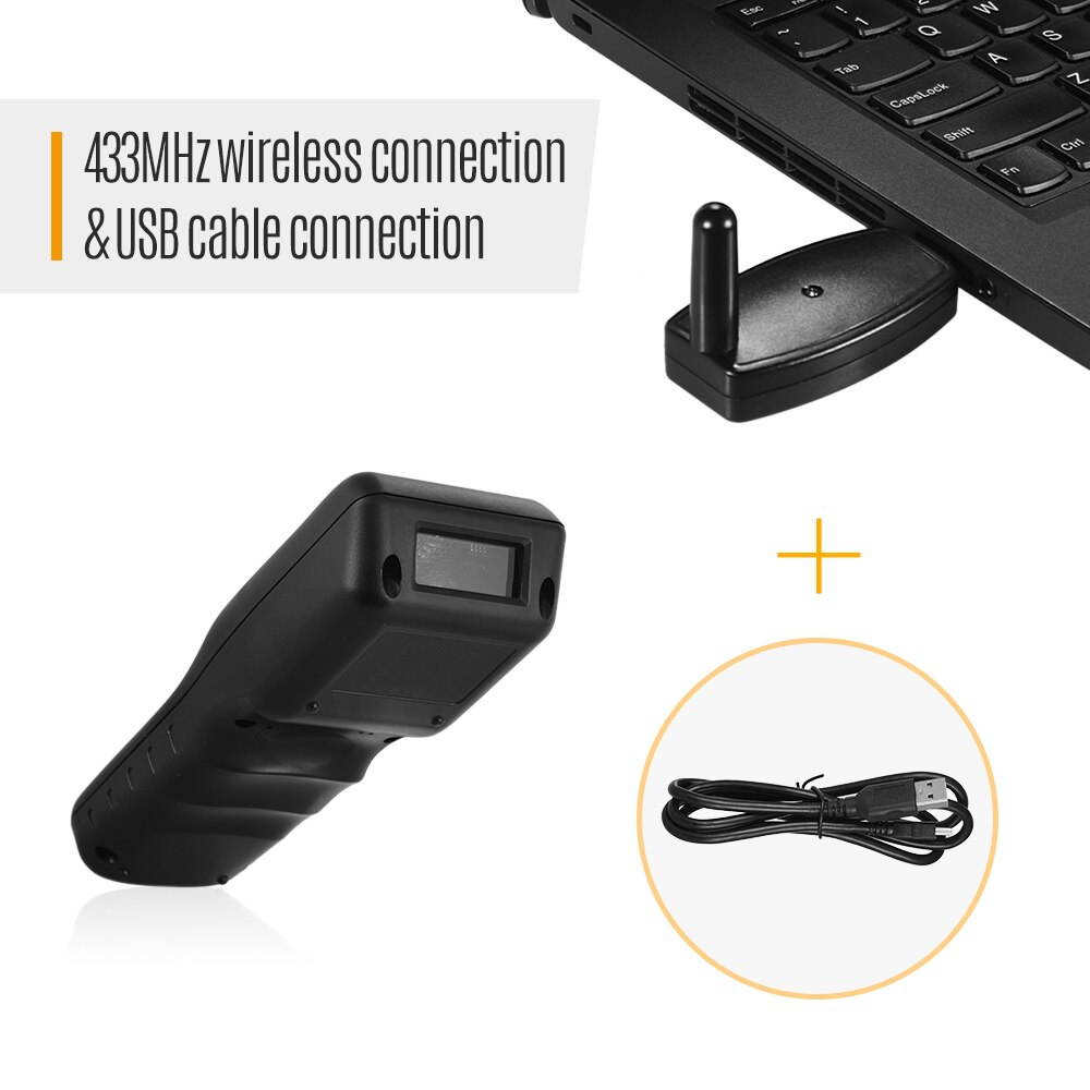 PDT Barcode Scanner Data Collector 433MHZ Wireless & USB Wired Data Terminal Inventory 1D Barcode with 2.2 Inch TFT Color Screen