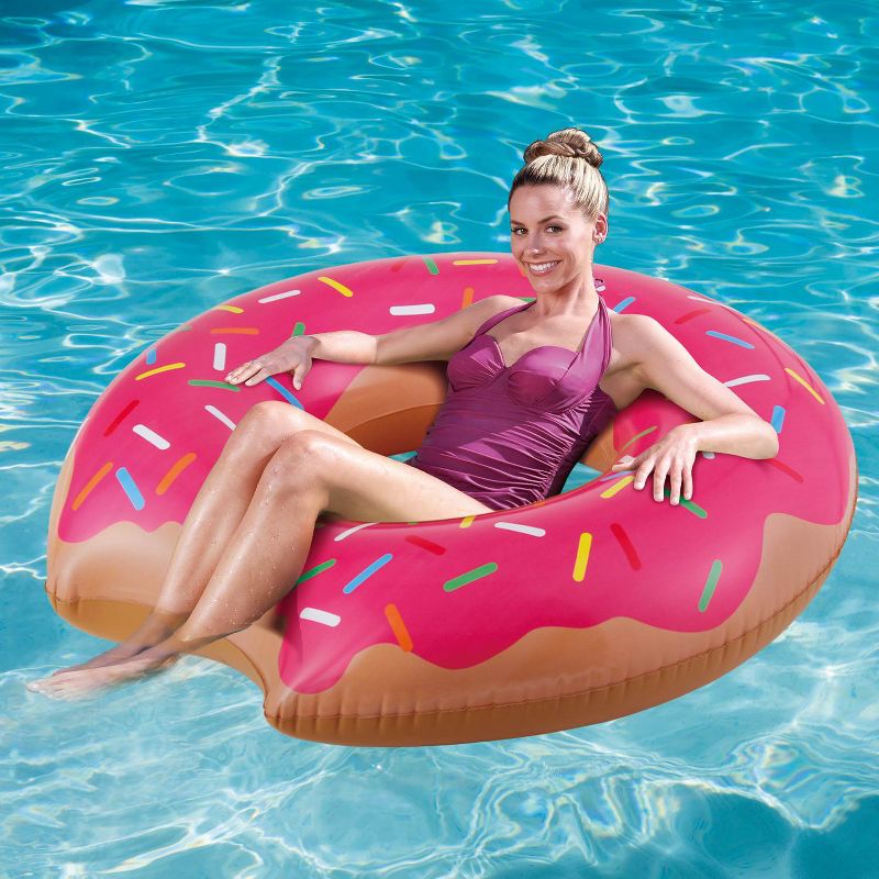 4 Summer Waves Chocolate or Strawberry Pink Donut Inflatable Swimming Pool Float