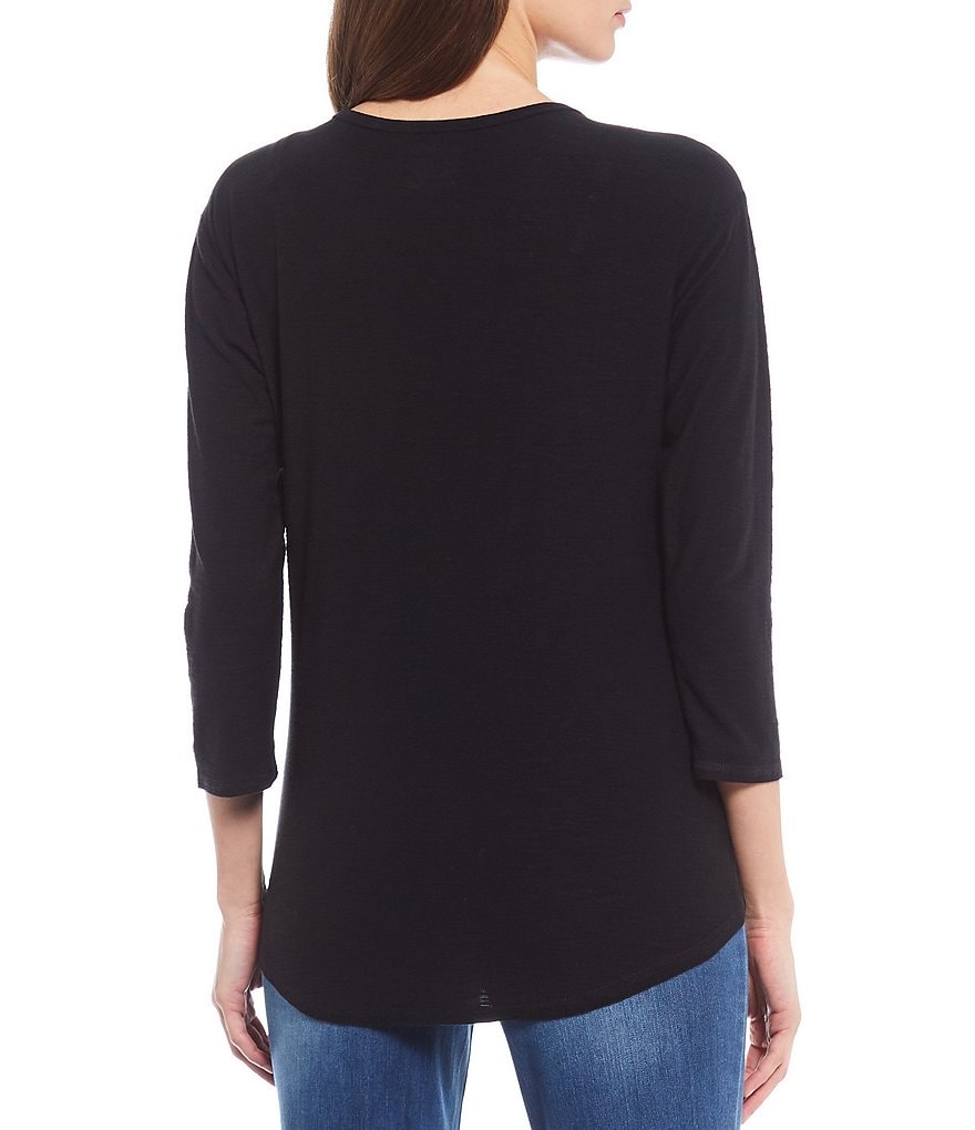 Westbound 3/4 Sleeve Seam Solid Cotton Blend Tee