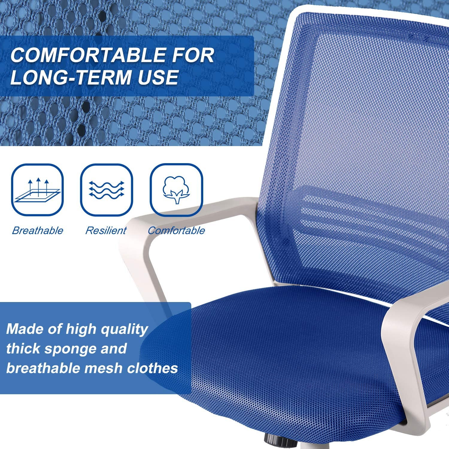 SMUGDESK Home Office Chair, Mid Back Mesh Office Computer Swivel Desk Task Chair, Ergonomic Executive Chair with Armrests