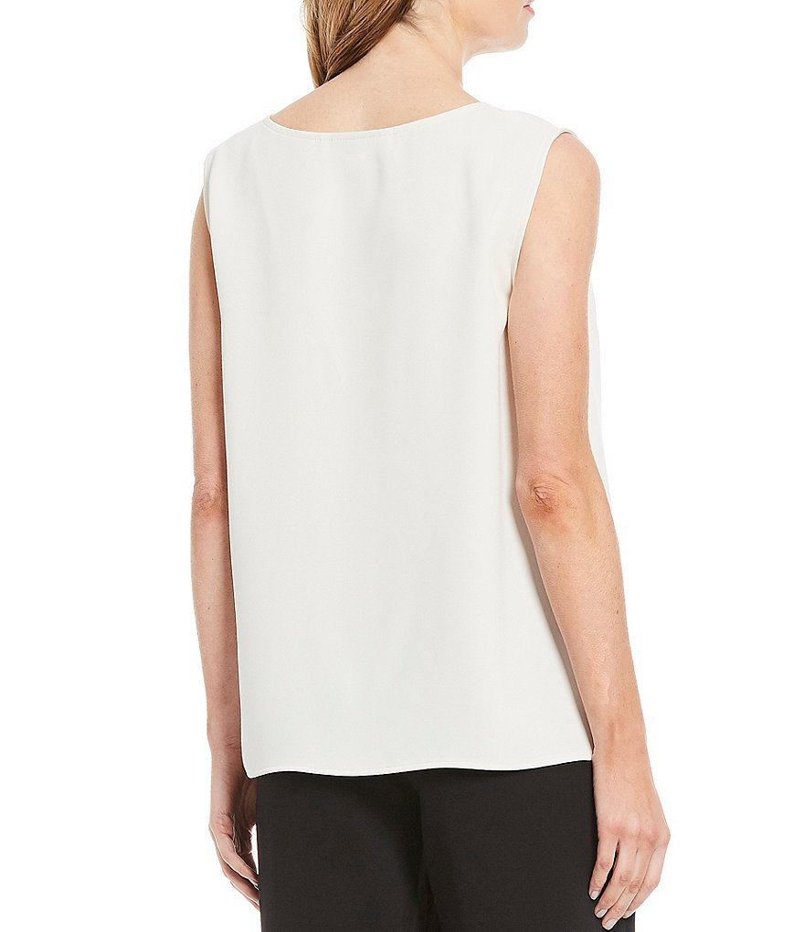 Caroline Rose Matte Crepe Scoop Neck Sleeveless Tank