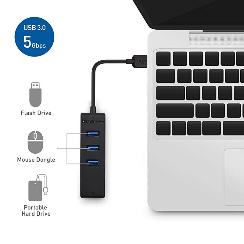 3 Port USB 30 Hub with Ethernet USB Hub with Ethernet Gigabit Ethernet USB Hub Supporting 101001000 Mbps Ethernet Network in Black
