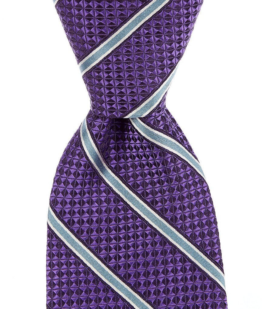 Hart Schaffner Marx Pomona Stripe Traditional 3 1/4#double; Silk Tie