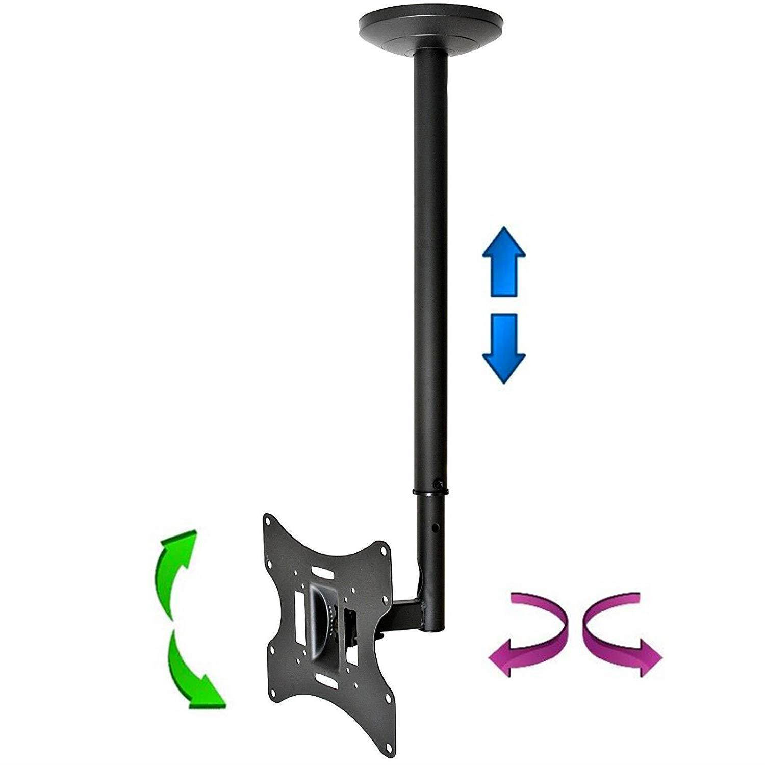 InstallerParts Flat TV Ceiling Mount 23~42" Tilt/Swivel, LCD-504A Black -- LCD LED Plasma TV Flat Panel Displays -- Great for Toshiba, Samsung, LG, Vizio, Sony, Dynex, Insignia and More!