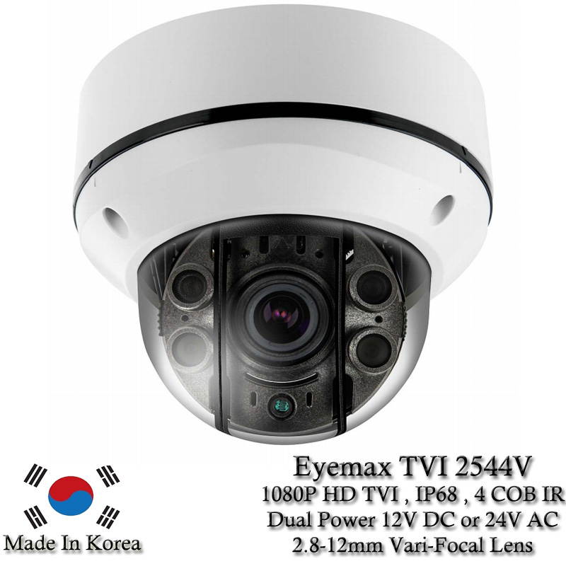 Eyemax Storm Series TVI-2544V 1080P HD-TVI Vandal DOME IR Camera 2.8-12mm Dual Power ( Made In Korea )