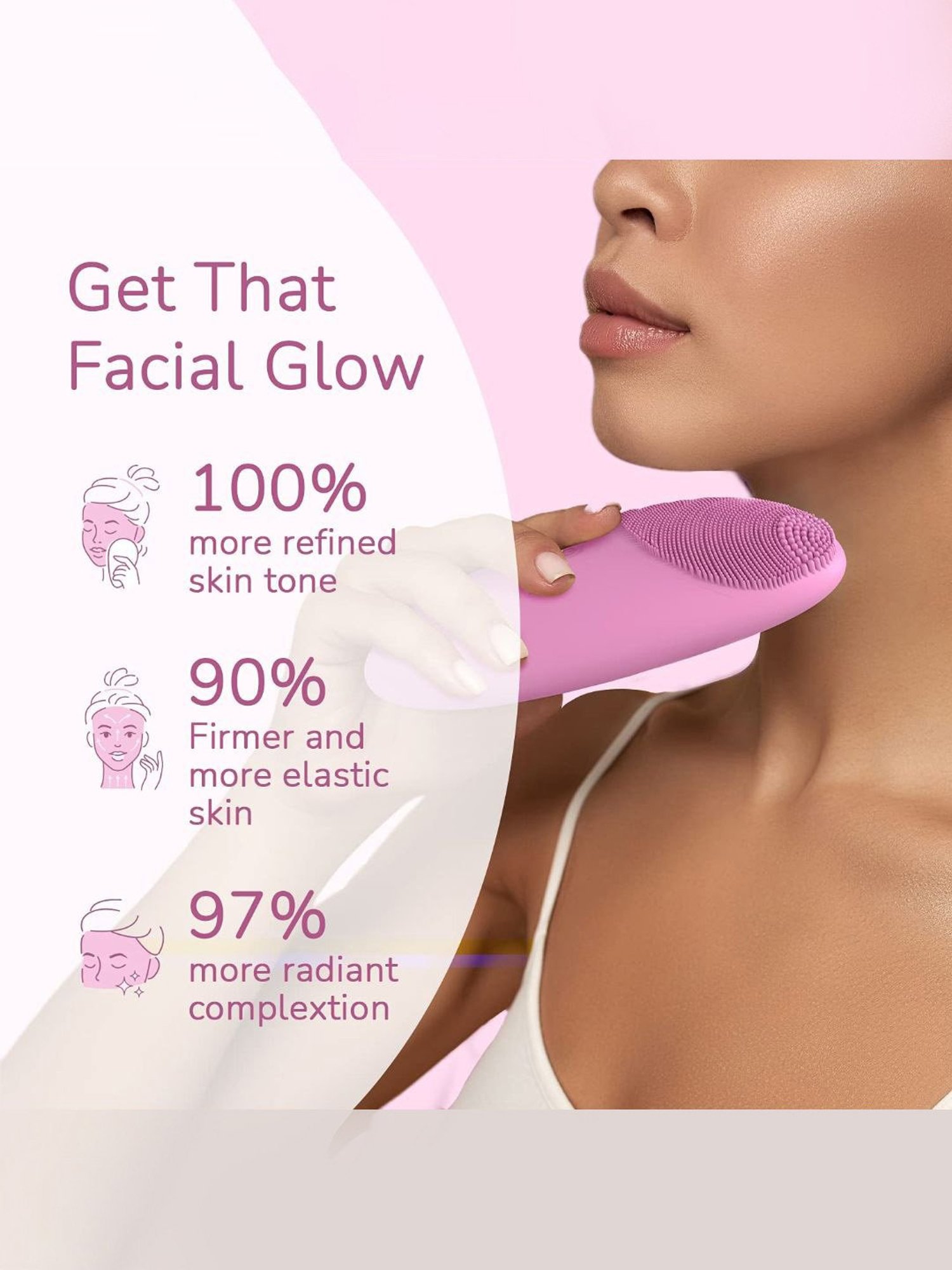 Caresmith Bloom Rose Quartz Gua Sha Face Massage Tool for Women, Battery Powered (Rose Quartz)