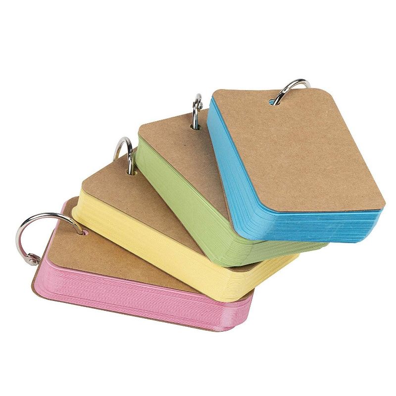 Juvale 8-Pack Blank Flash Cards 4 Pastel Colored with Rings, Study Flip Index Card, 50 Sheets Each, 2.2" x 3.5", Pink/ Blue/ Green/ Yellow