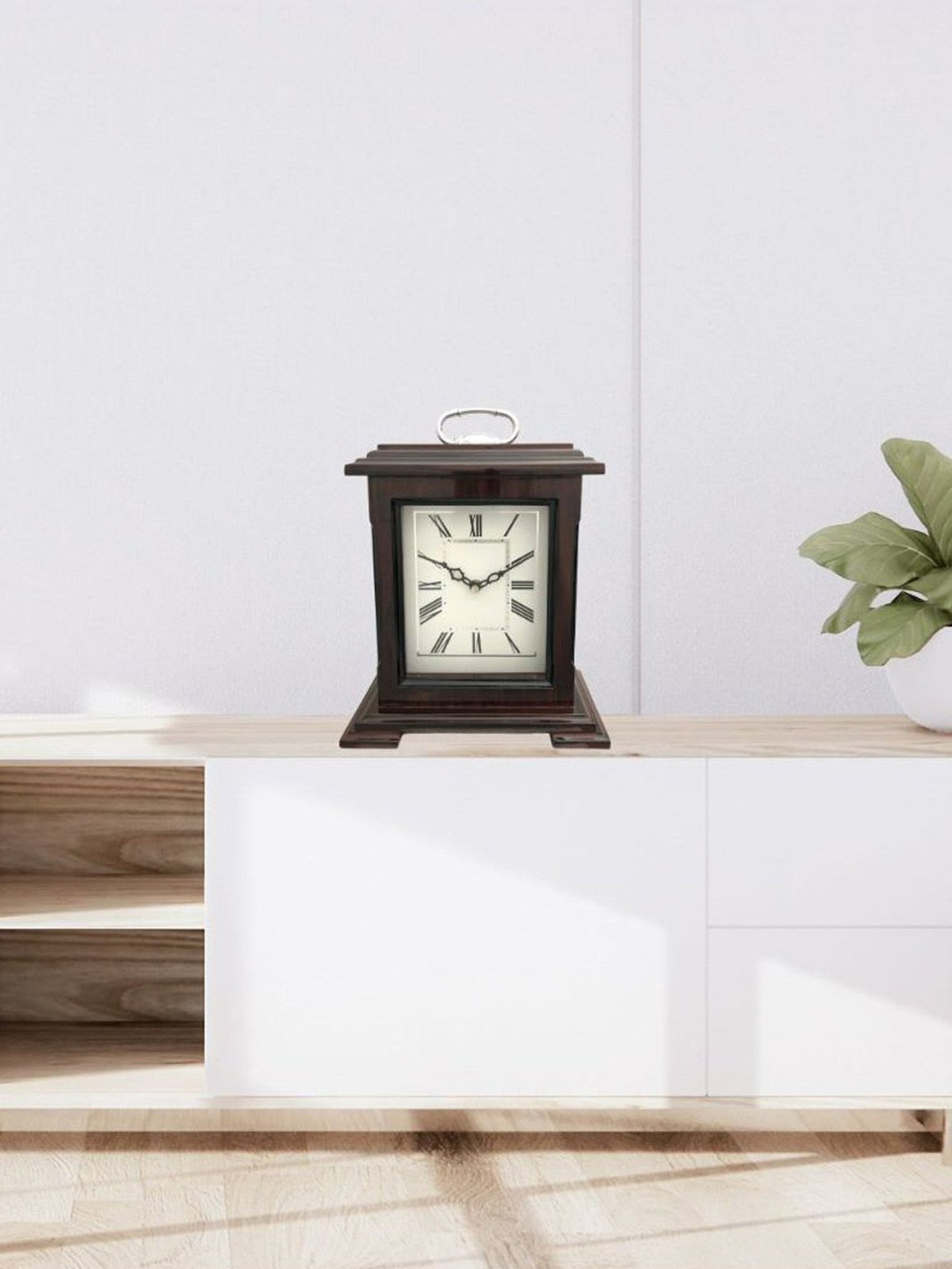 CHRONIKLE Rectangular Rosewood Brown Wood Table or Desk Clock