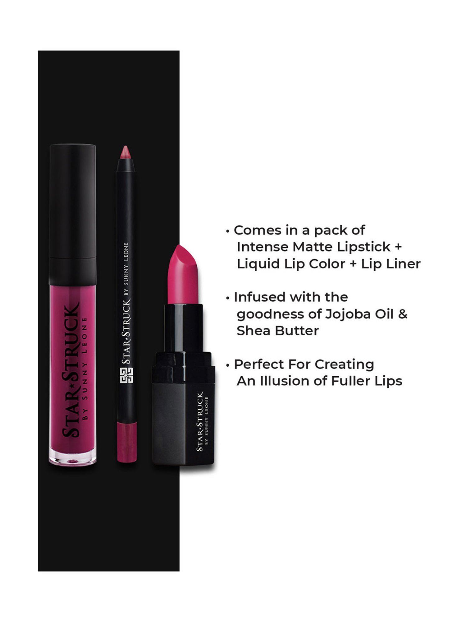 StarStruck By Sunny Leone Lip Gloss+Liner Lip Kit Wine - Pack of 2