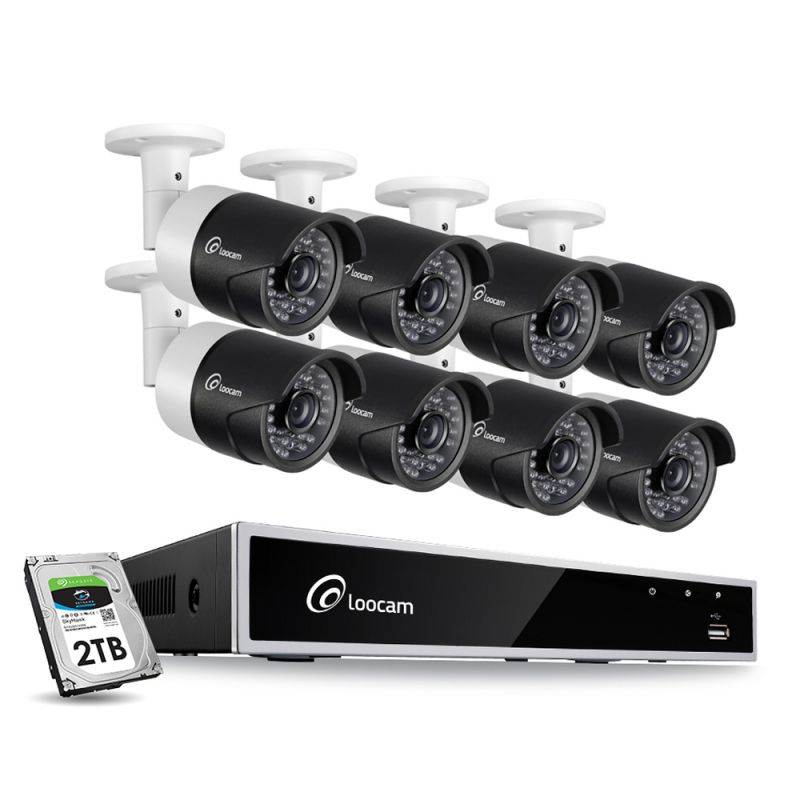 8 Channel Security Surveillance Camera System, FHD 1080p 8CH DVR with 2TB HDD and 8x2MP Weatherproof Outdoor Indoor CCTV Bullet Cameras, 150ft Night Vision, Easy Remote Access, Email Alert