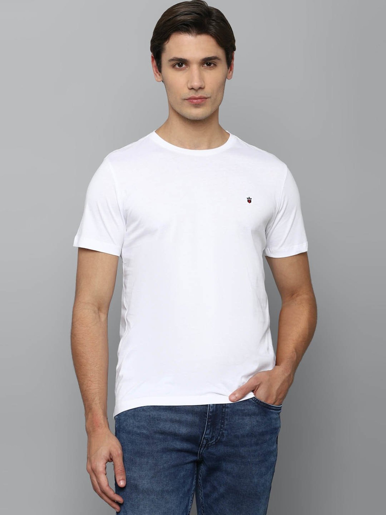 Louis Philippe Jeans White Slim Fit T-Shirt