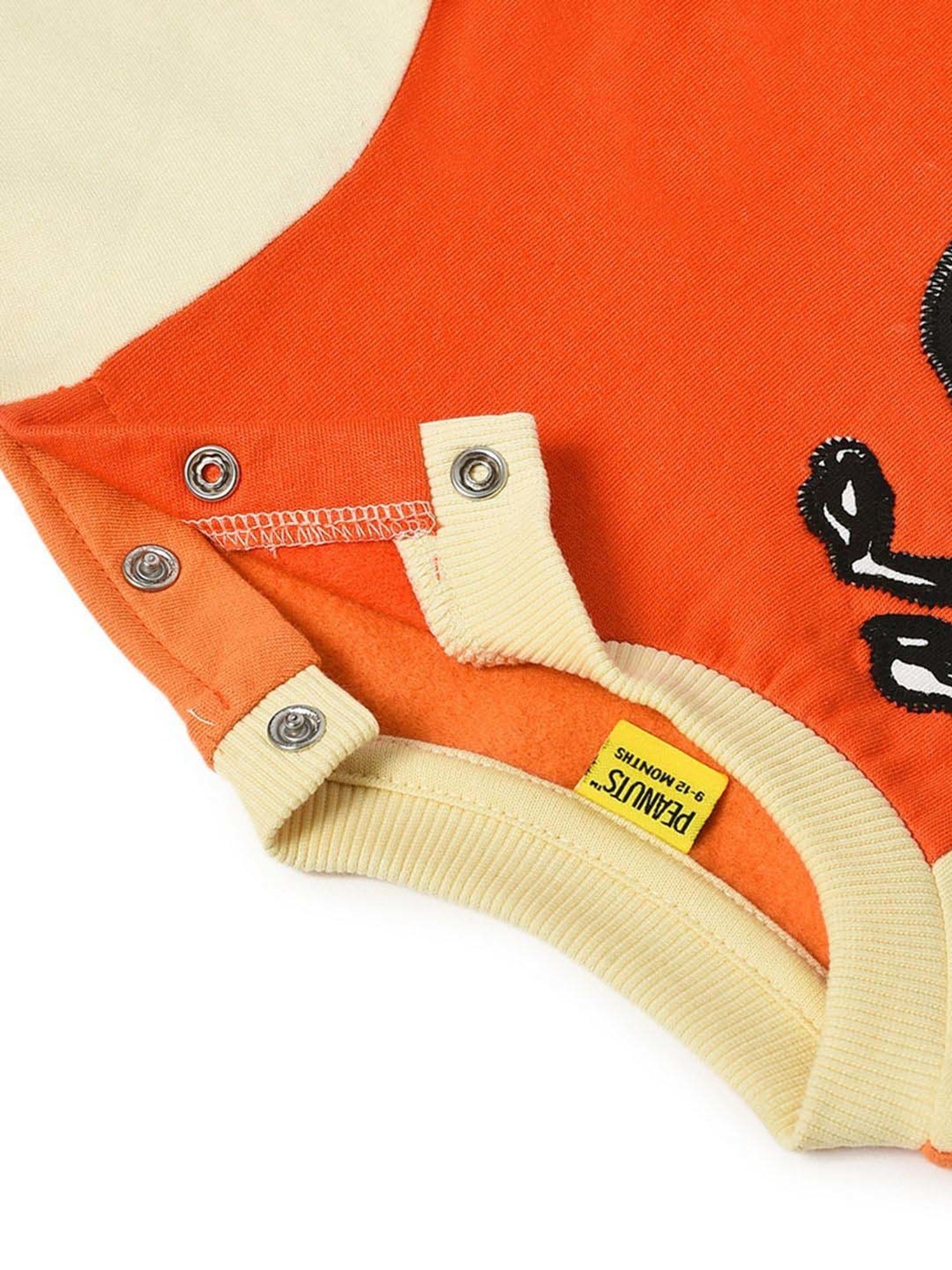MiArcus Kids Cream & Orange Cotton Color Block Full Sleeves Sweatshirt