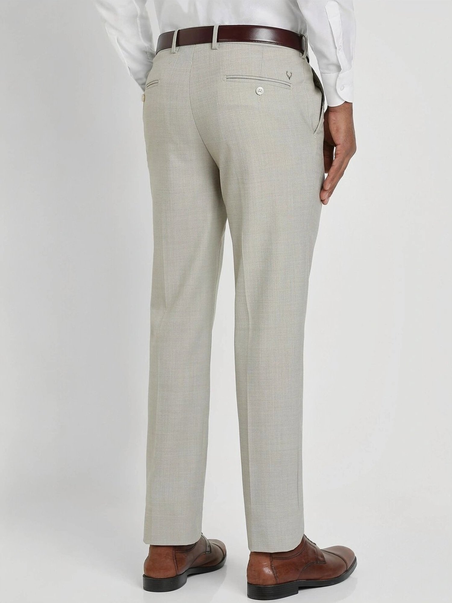 Allen Solly Grey Slim Fit Texture Trousers