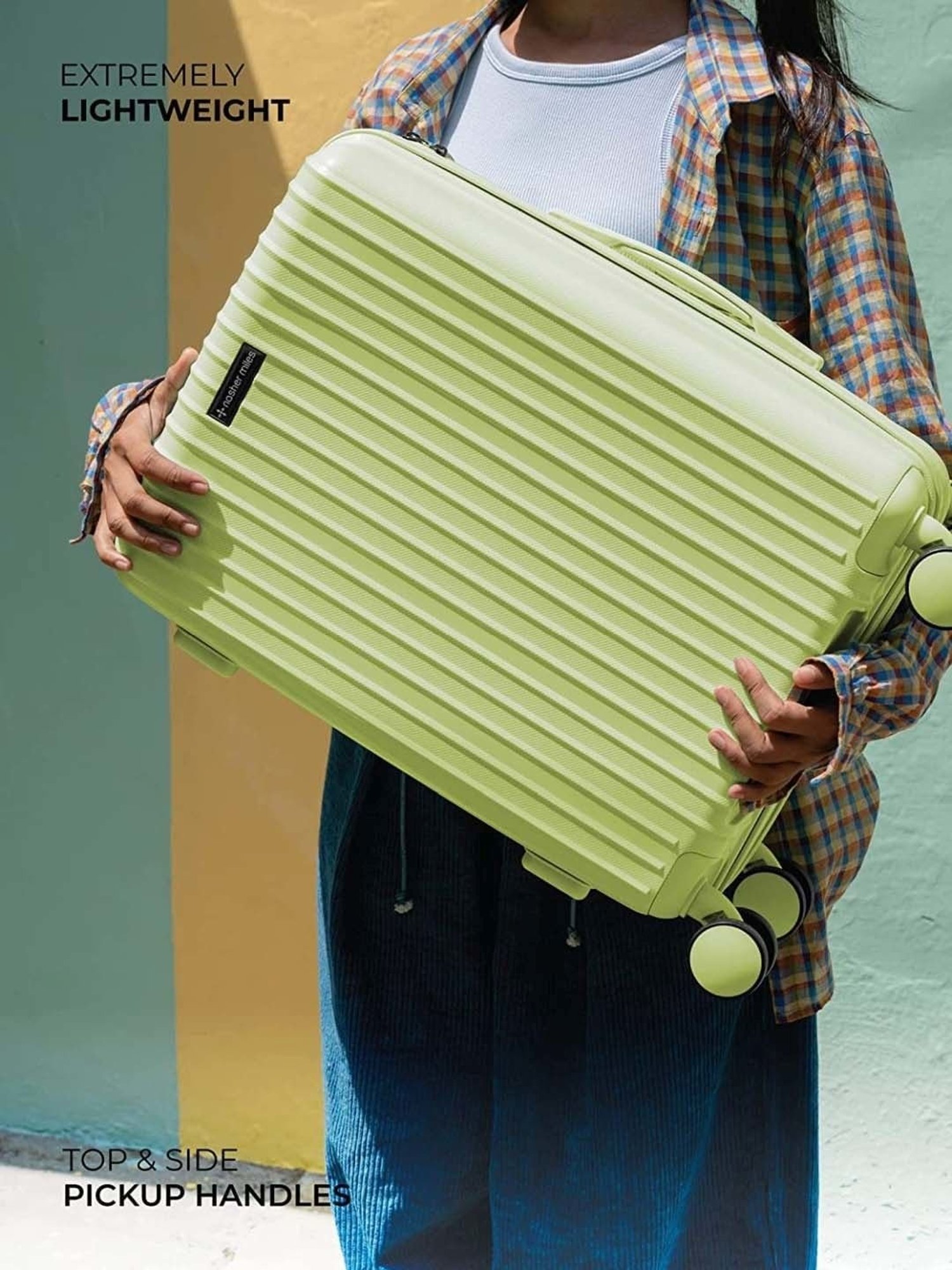 Nasher Miles Pondicherry Hard-side Polypropylene Cabin Lime Yellow 20 inch |55cm Trolley bag