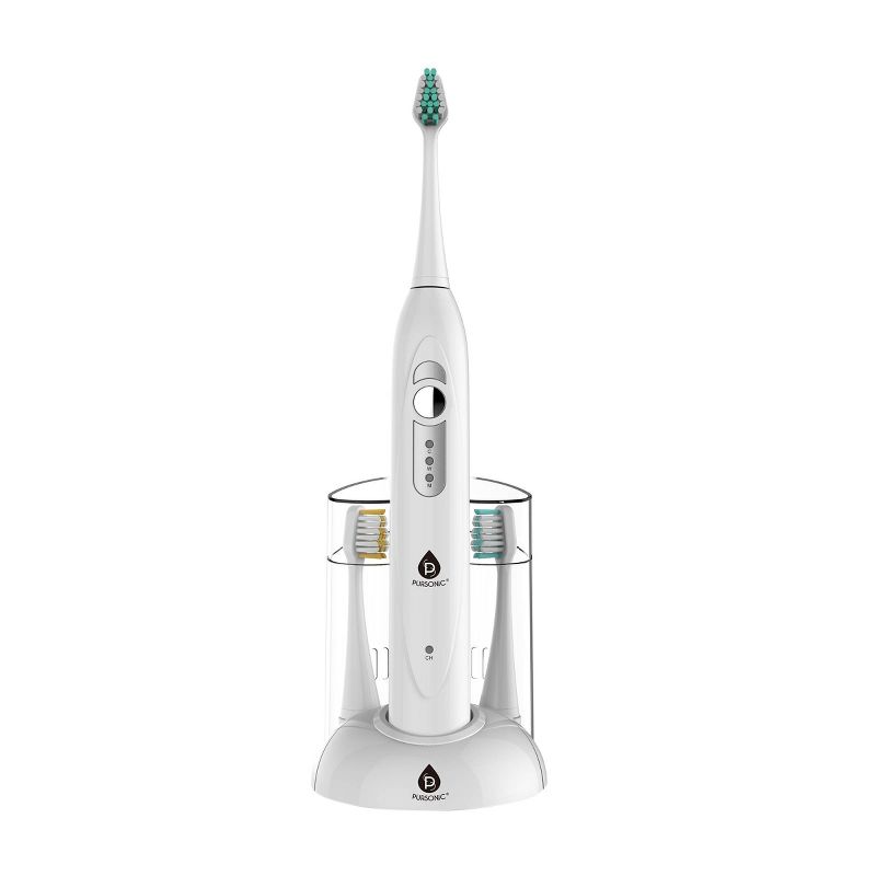 Pursonic Rechargeable S430 Sonic Toothbrush with Bonus Brush Heads White - 12ct