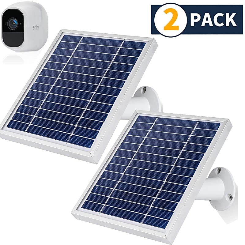 2 Pack Solar Panel Compatible with Arlo Pro 2 118Ft Outdoor Power Charging Cable and Adjustable Mount Not for Arlo Ultra and Arlo Pro3Silver