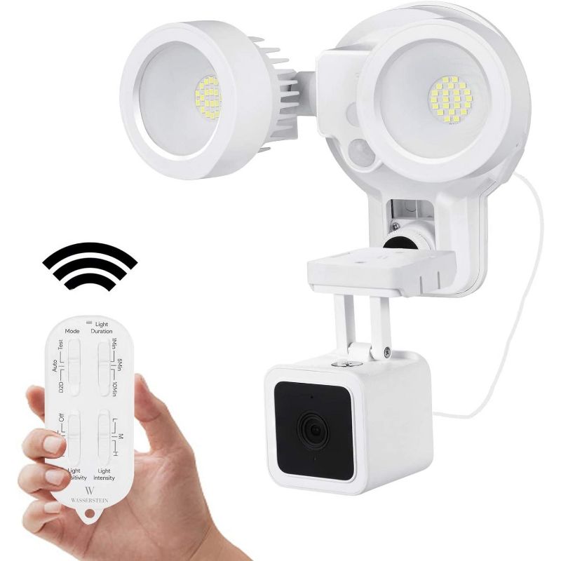 Wasserstein 3-in-1 Remote Control Floodlight, Charger and Mount for Wyze Cam V3 (White)