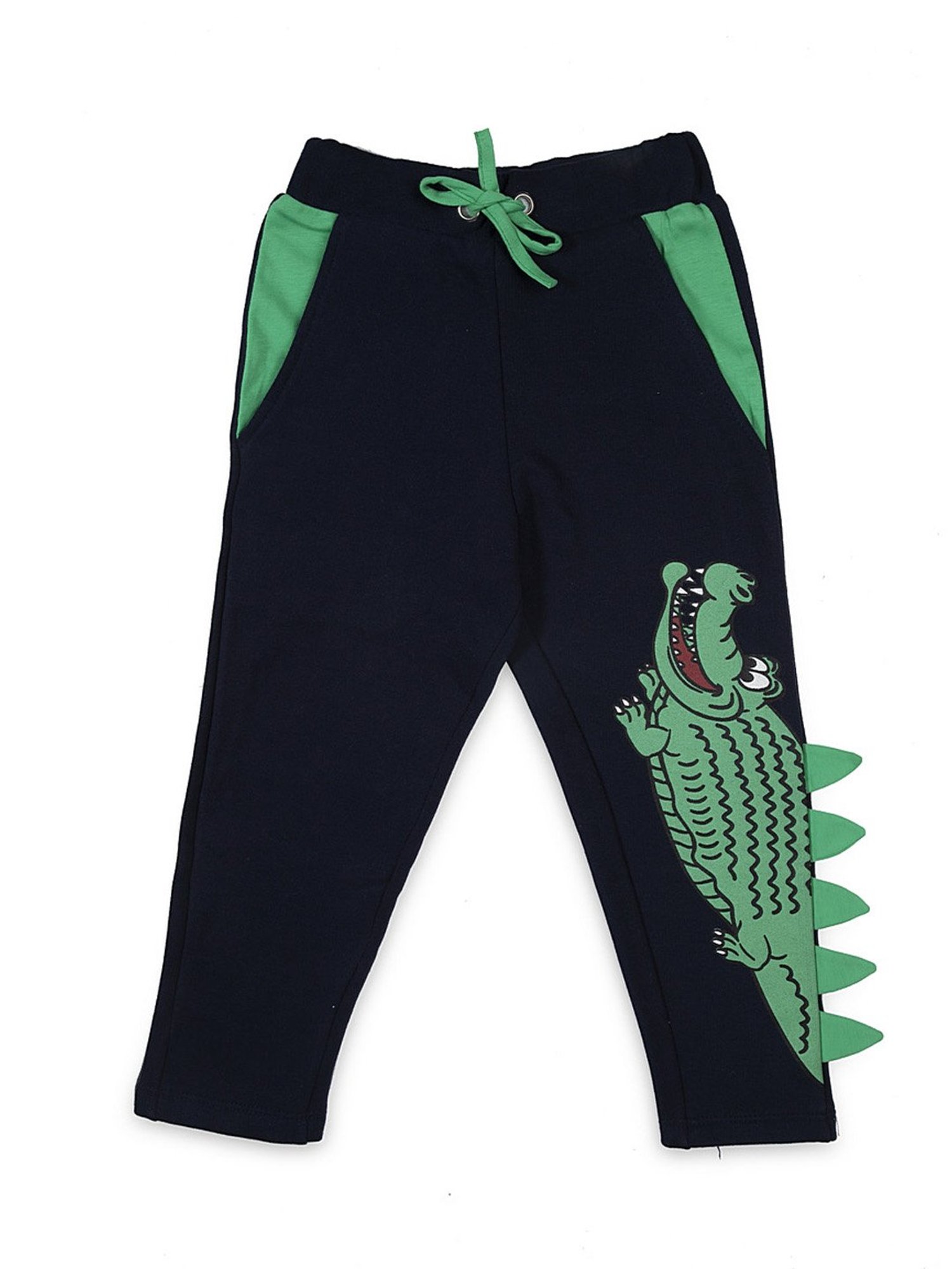 Lazy Shark Boys Navy Blue Printed  Trousers