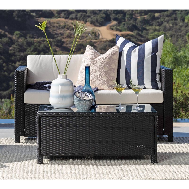 Alicia 4pc Outdoor Squared Wicker Sofa Set - Black - Coaster