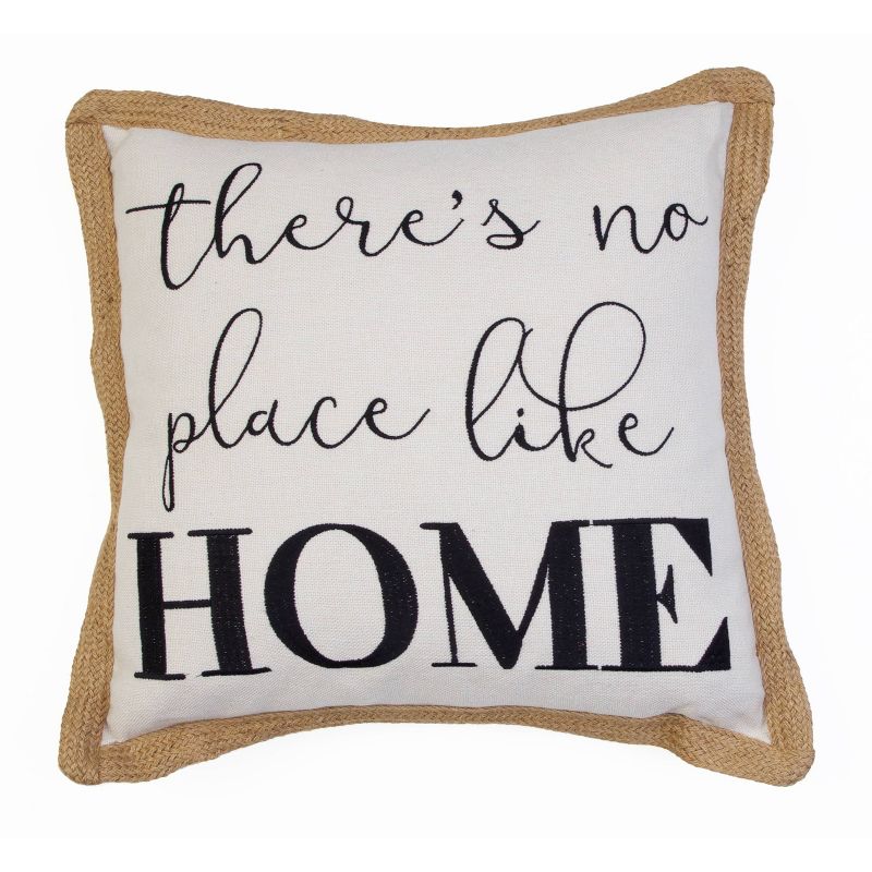 20"x20" Harika "No Place Like Home" Braided Jute Pillow - Décor Therapy