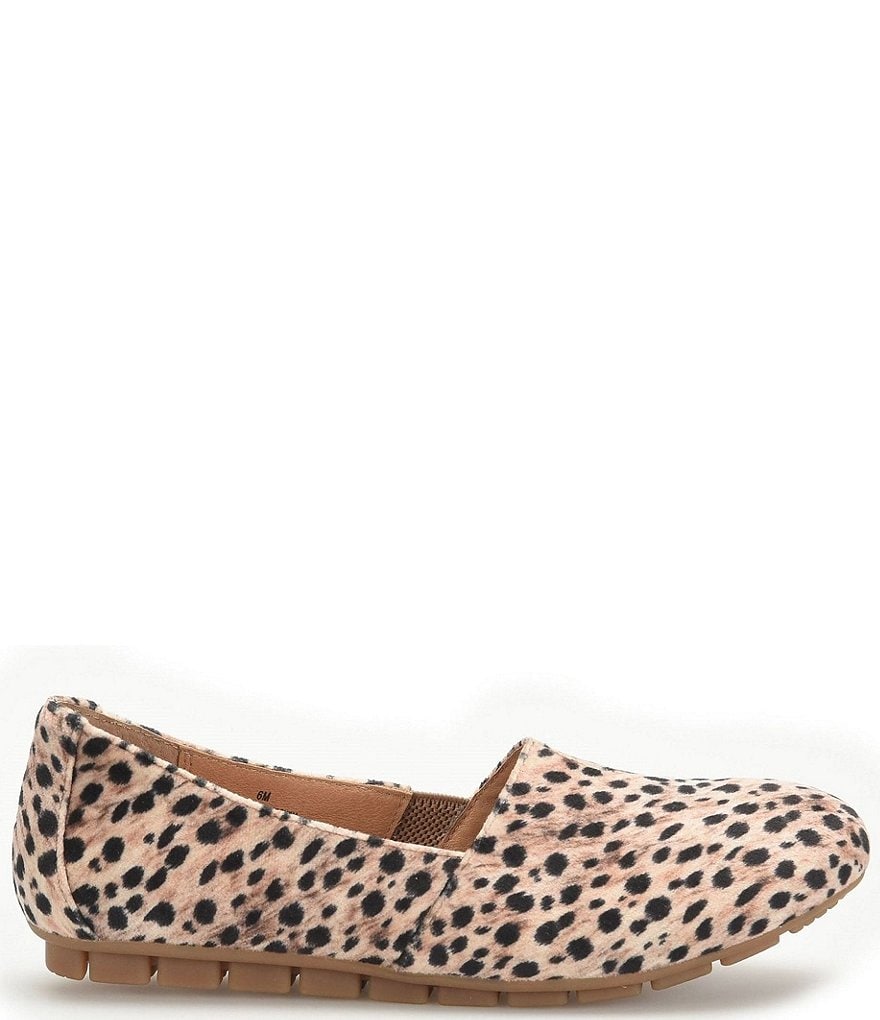Born Sebra Leopard Print Fabric Slip-On Flats