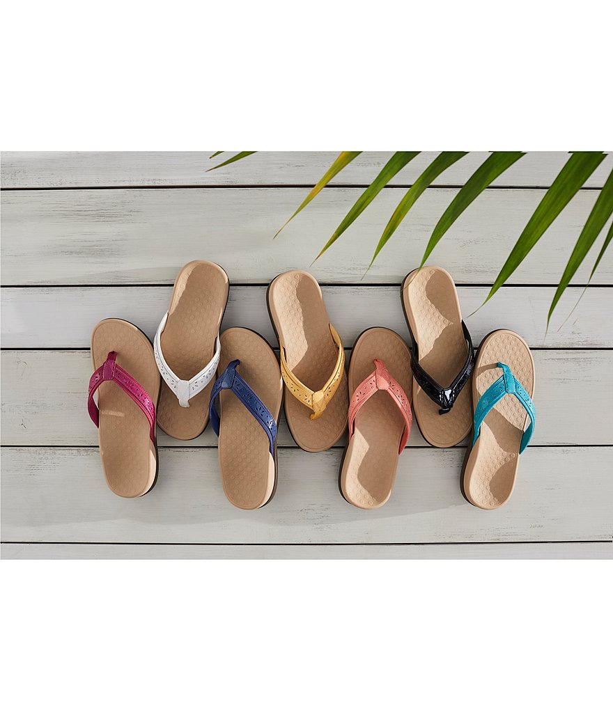 Vionic Casandra Perforated Leather Thong Sandals