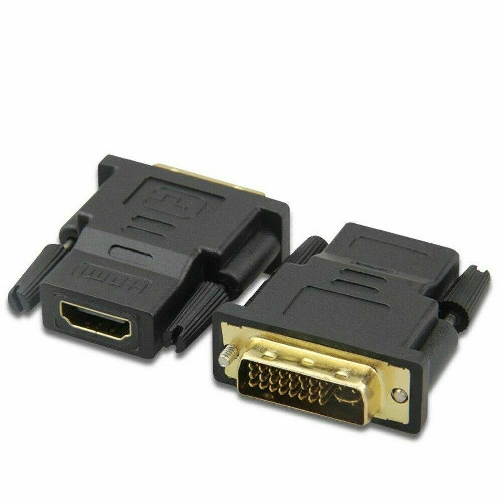 DVI to HDMI, DVI Male to HDMI Female Adapter DVI-D 24+1 Pin Port Converter Bidirectional 1080P - Gold Plated