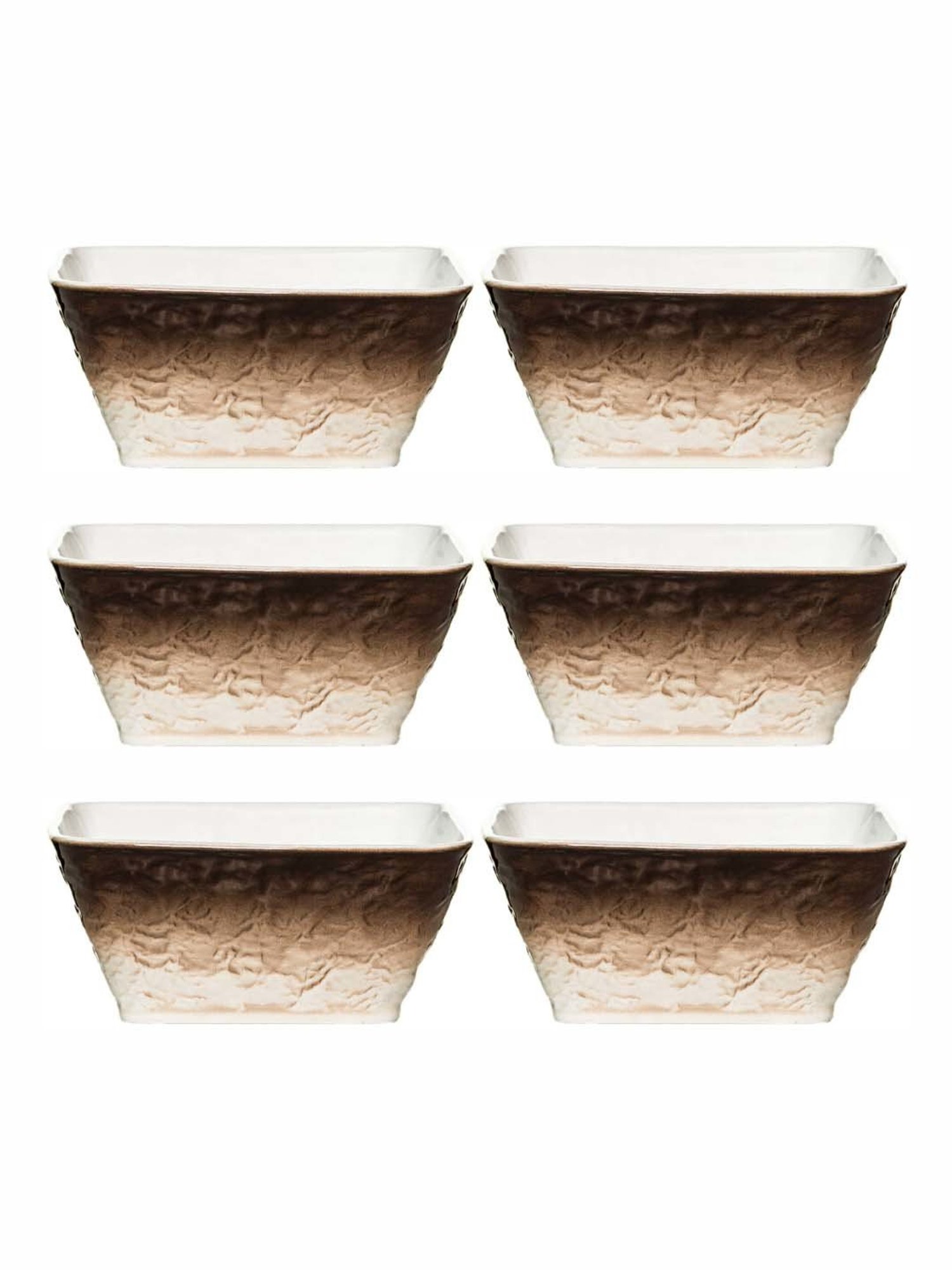 White Gold White & Brown Porcelain Bowls - Set of 6