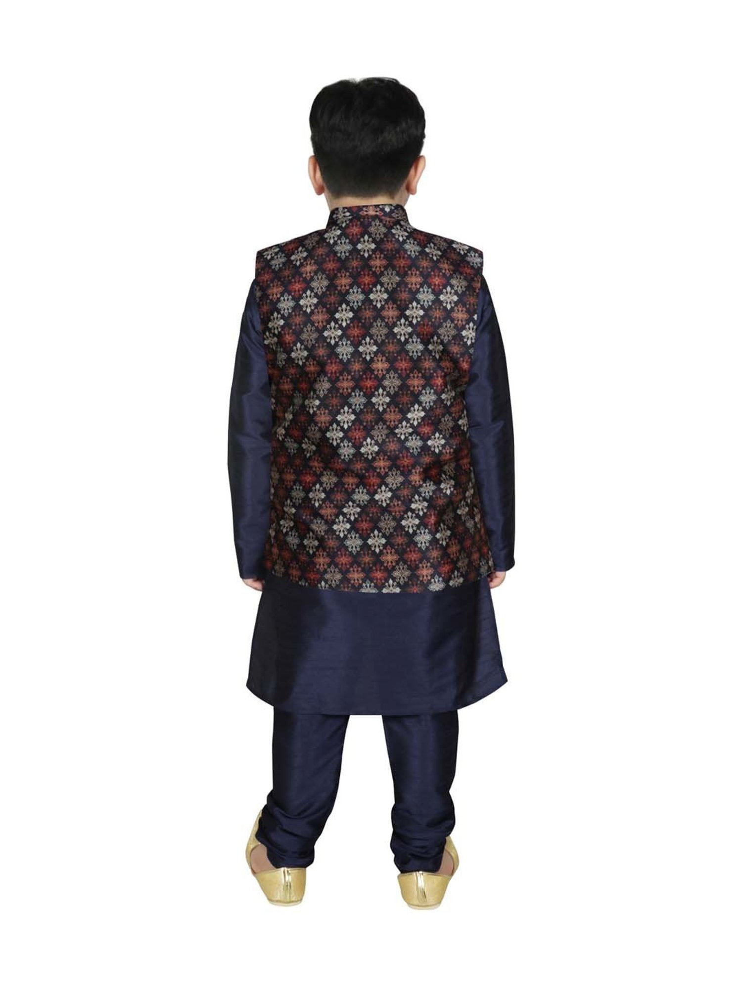 SG Yuvraj Kids Navy Printed Full Sleeves Kurta Set
