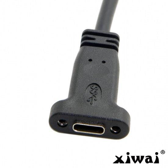 Xiwai USB-C Type C Female to USB 3.0 A Male Data Cable USB 3.1 20cm with Panel Mount Screw Hole