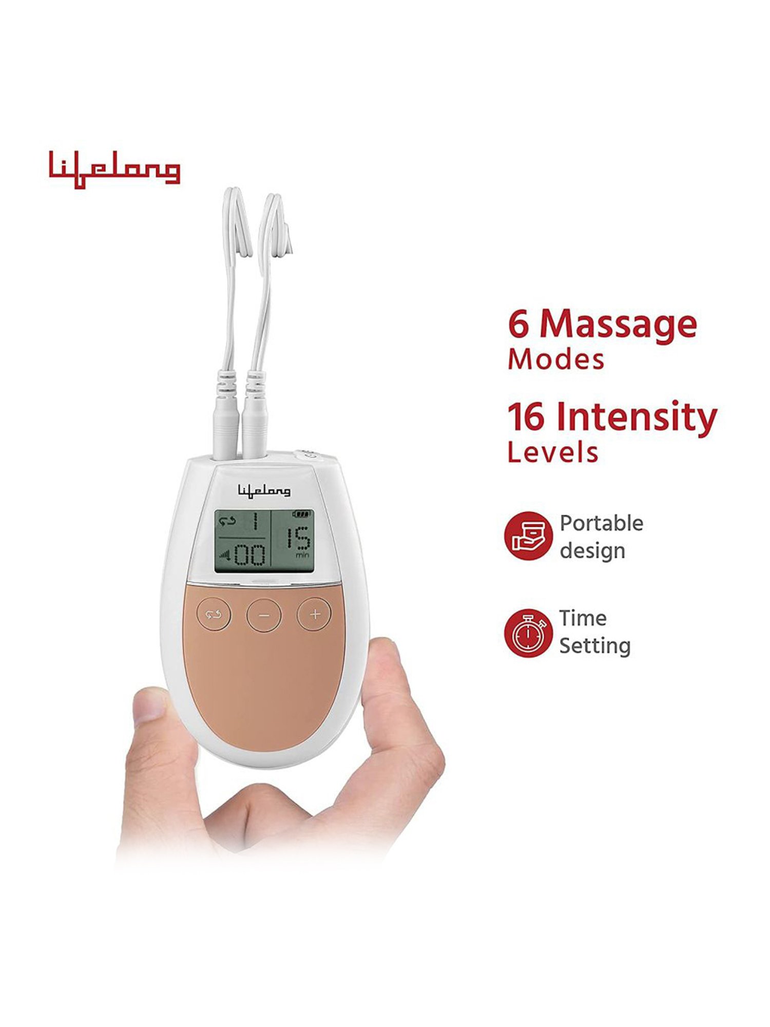 Lifelong LLM315 Electric Nerve Stimulation Pulse Massager with 4 Gel Pads (White)