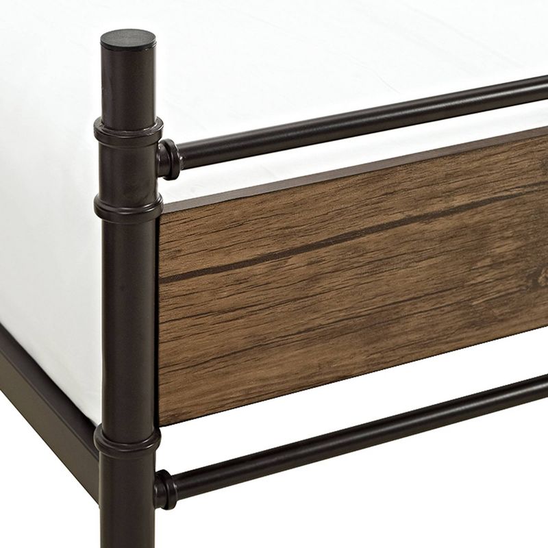 Twin over Twin Metal Wood Bunk Bed Black - Saracina Home