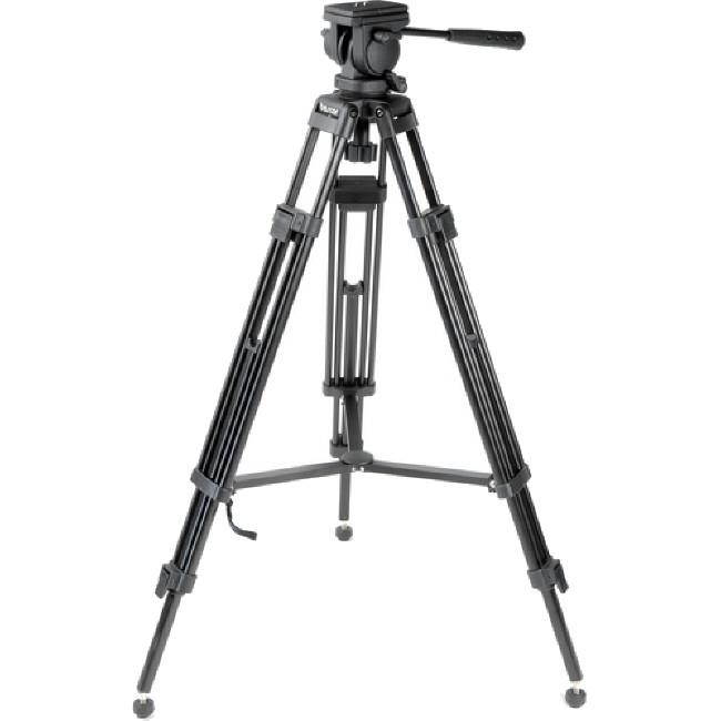 Bescor TH-770 3-section Aluminum Tripod with 65mm Ball Base Fluid Head - Black