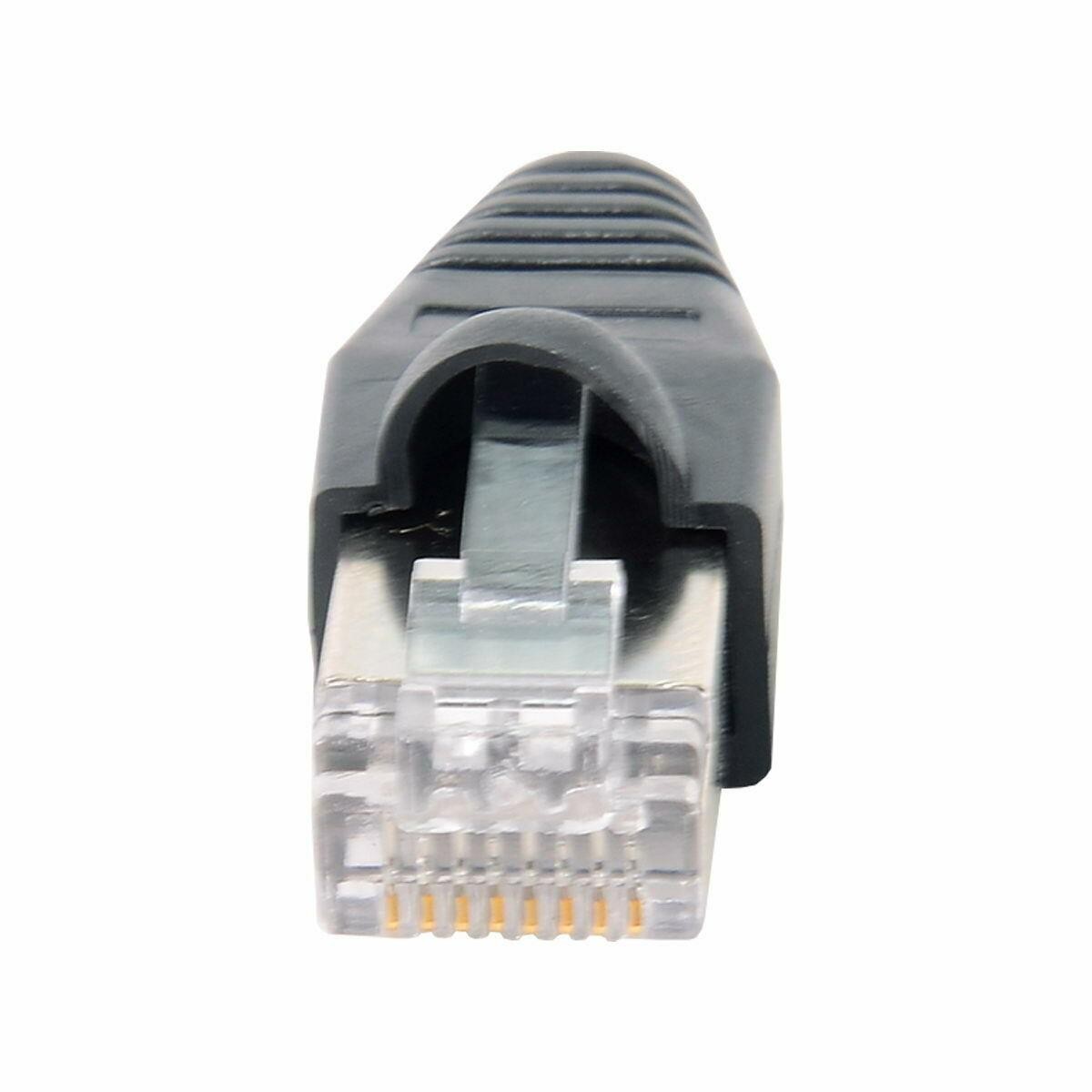 50pcs RJ45 Cat5e Male with Boots Caps Black 8P8C LAN Network Cable Socket Plug Connector Solid Crystal Head with Shield
