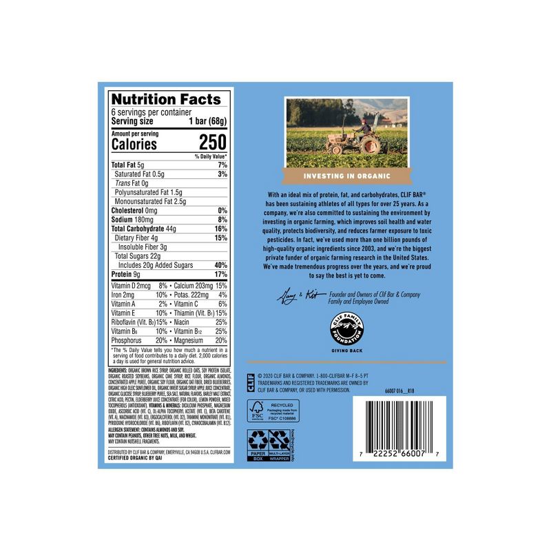 CLIF Bar Blueberry Crisp Energy Bars - 6ct