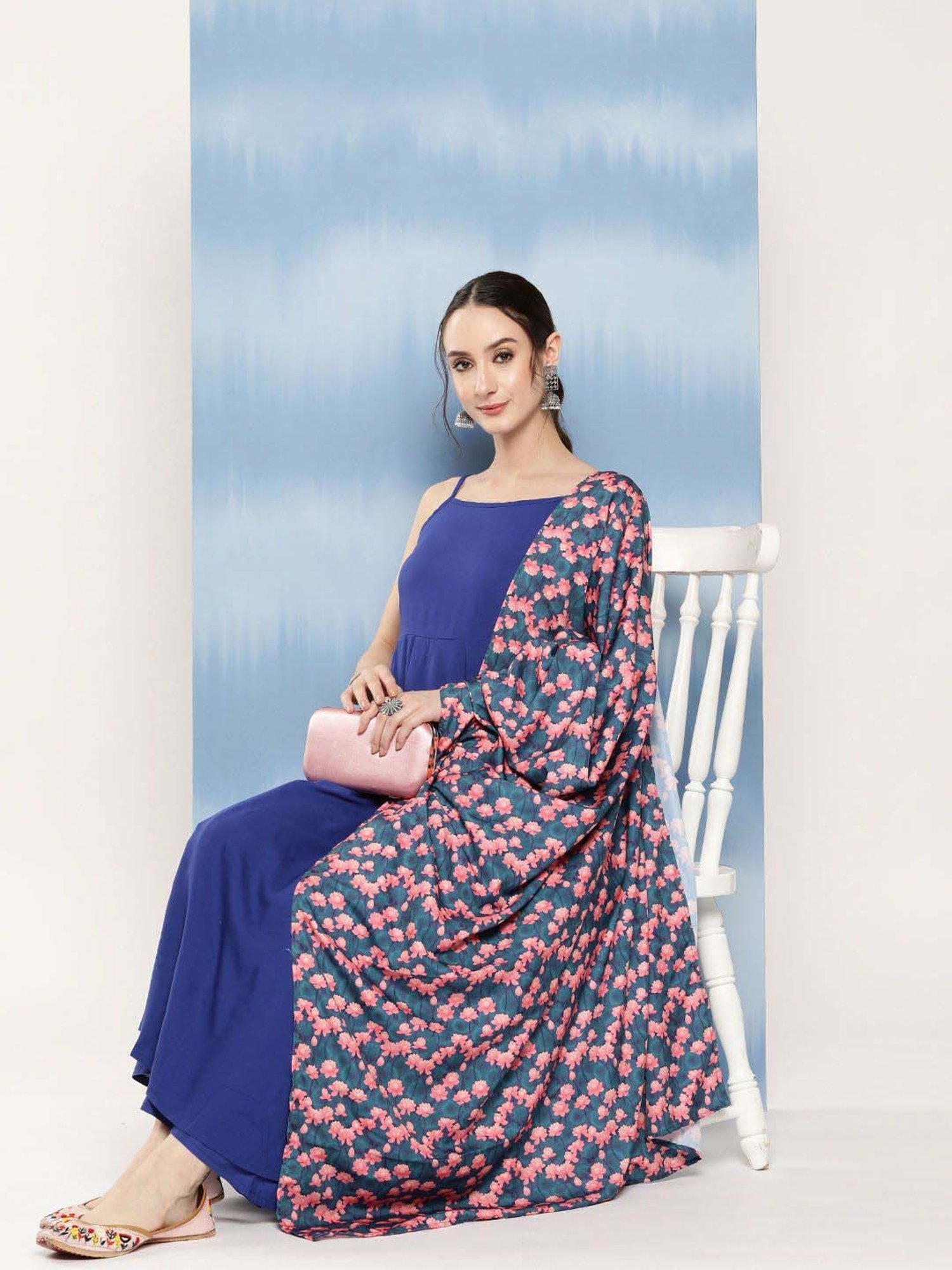 Inweave Blue & Navy Kurta & Palazzo Set with Dupatta