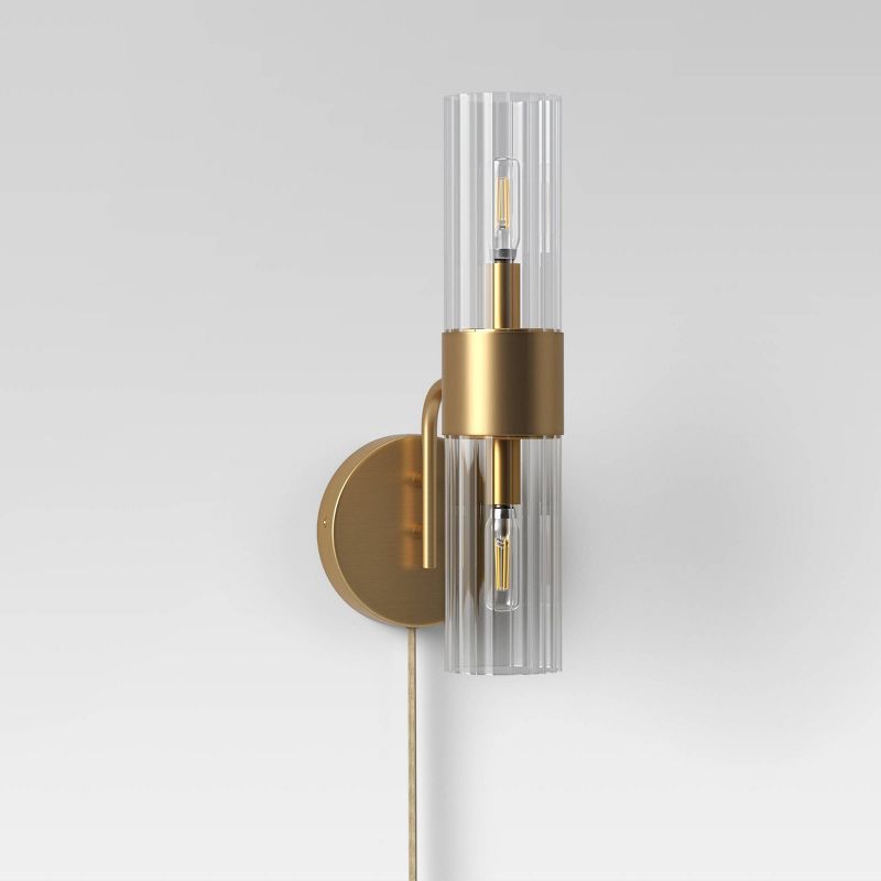 Ribbed Glass Sconce Lamp Brass  - Project 62™