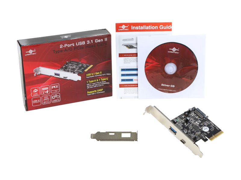 VANTEC 3-Port USB 3.0 Type A/C PCIe Host Card Model UGT-PC331AC