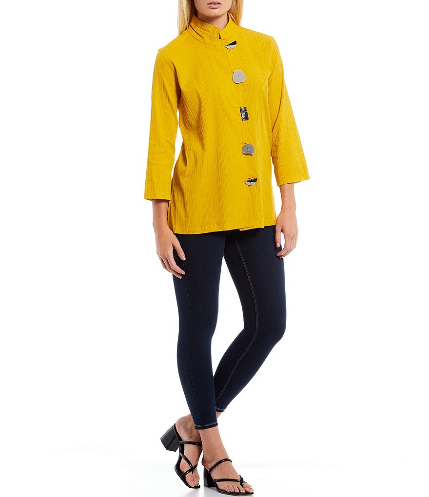 Eva Varro Animal Print Knit Jersey 3/4 Slit Sleeve Tunic