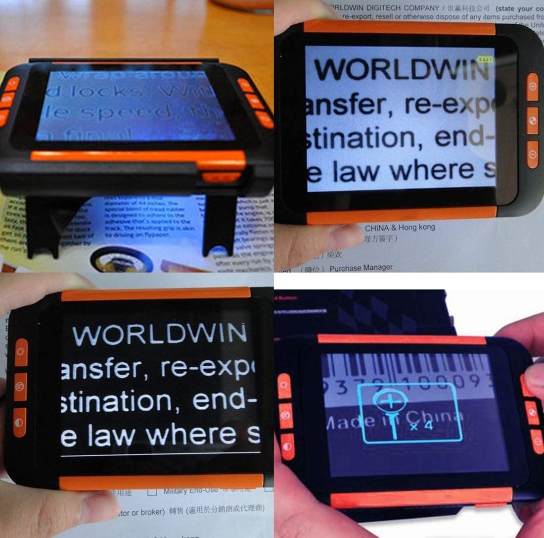 3.5 inch LCD Portable Video Digital Magnifier Electronic Reading Aid for Low Vision - Ideal Aide for Writing, Viewing Maps, Books - Handheld Digital Tool, Magnification 2X,4X,6X,8X,12X,16X,24X,32X