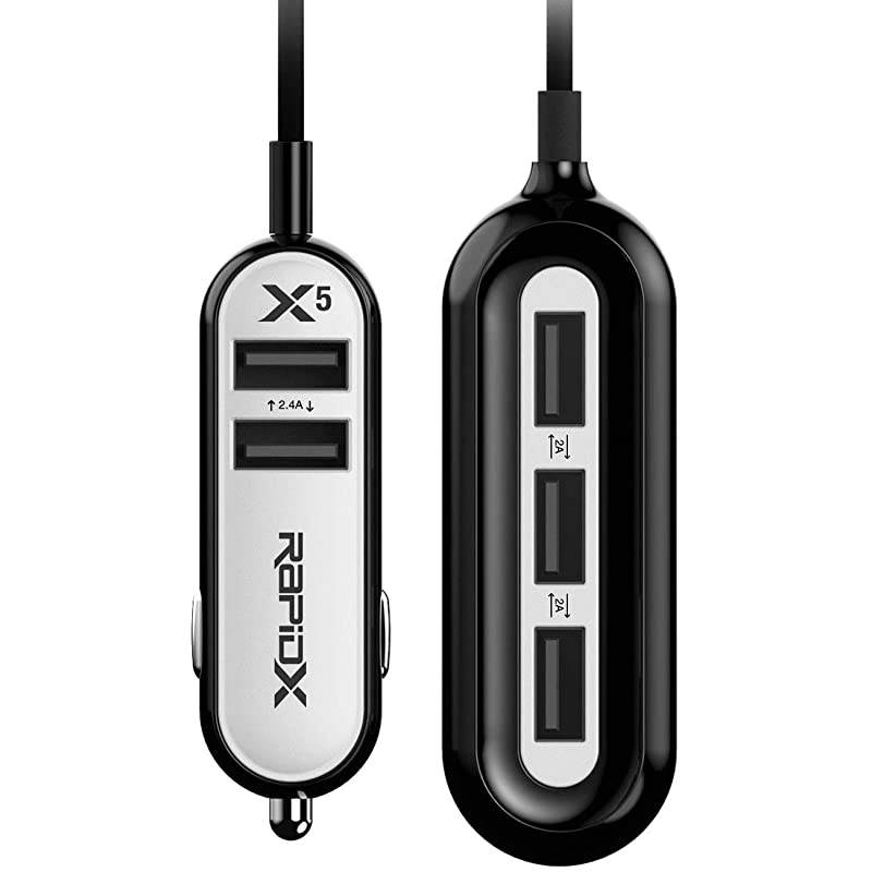 RXX5USBW X5 5 USB Ports Car Charger 224A White