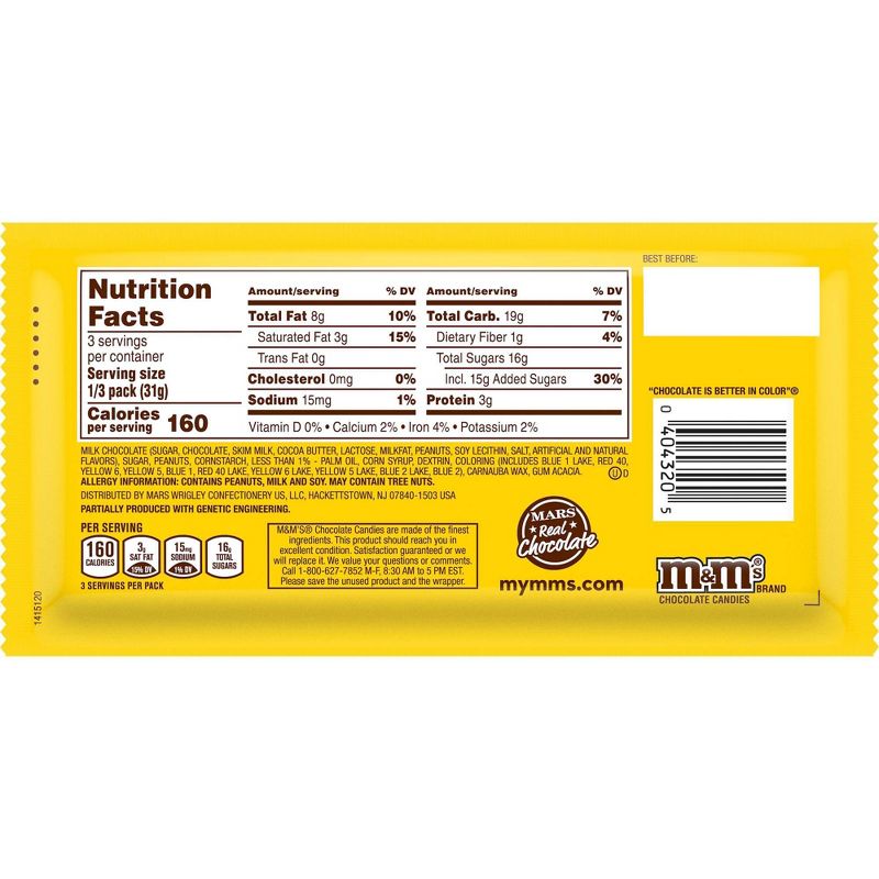 M&M's Peanut Chocolate Candies - 3.27oz