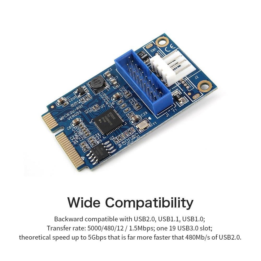 MINI PCI-E to USB3.0 Adapter Card Mini PCIE to 20Pin/19Pin Expansion Card